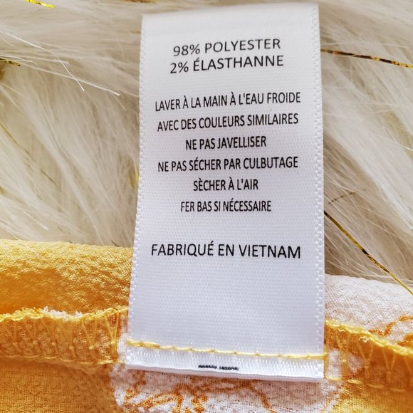 Lush Shirt Womens Large Yellow Floral Spaghetti Strap Crop Polyester V-Neck - Picture 10 of 10